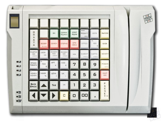 LPOS-064FP M12 (PS/2, MSR, со сканером отпечатков пальцев) Программируемая клавиатура